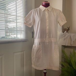 Paul Frank Women 100% Cotton white and yellow plaid midi dress. Size M. Used.